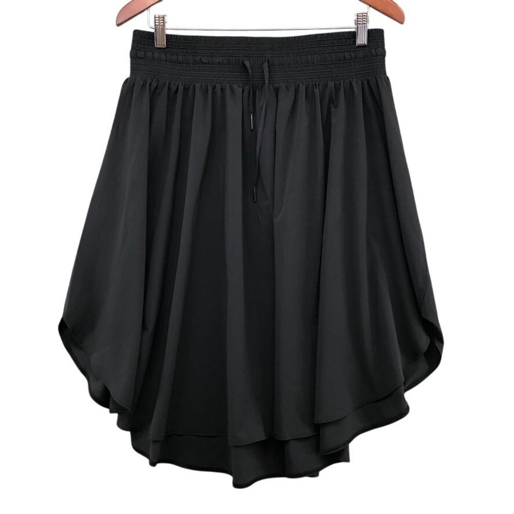 Lululemon Skirt Womens 12 Black High-Low Smocked Waist Drawstring Activewear